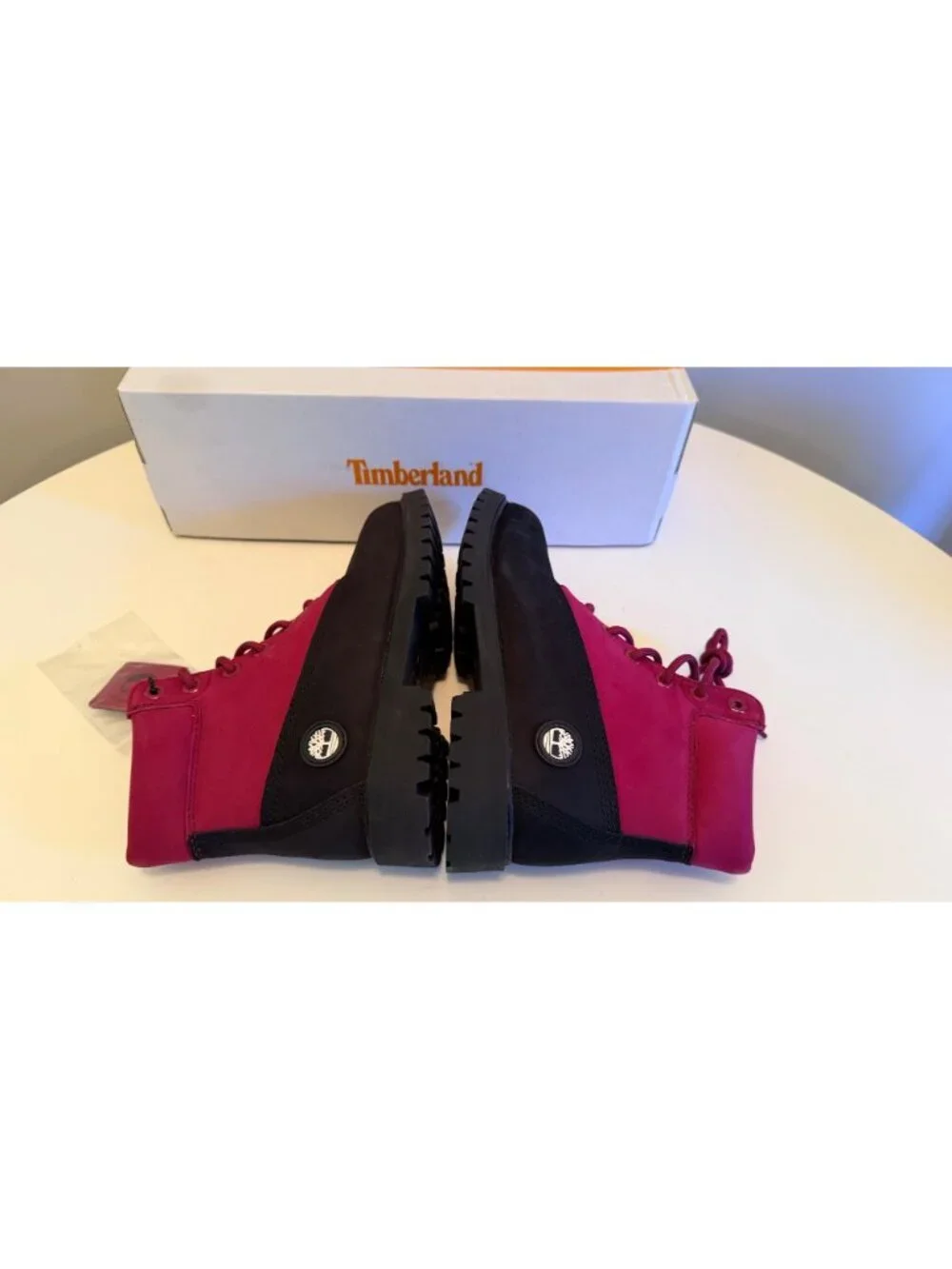 NIB Timberland Premium 6-Inch Waterproof Jr Boots Black Pink Nubuck Size 5 Boys